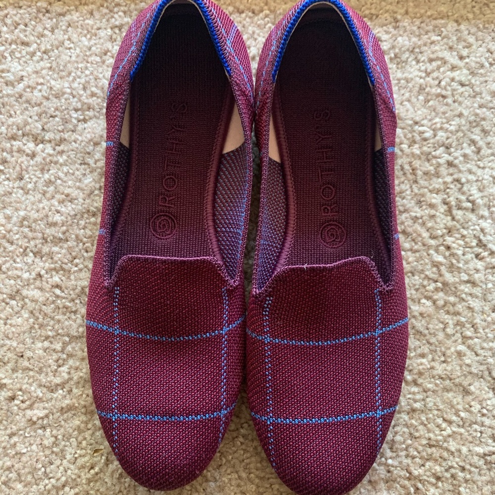 Rothys burgundy grid loafers